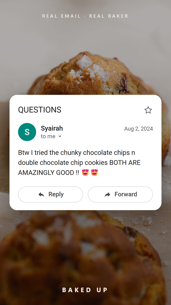 Real customer email review from Syairah